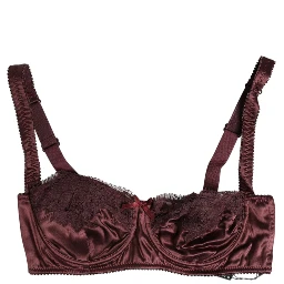Burgundy Silk Underwired Balconette Bra Underwear