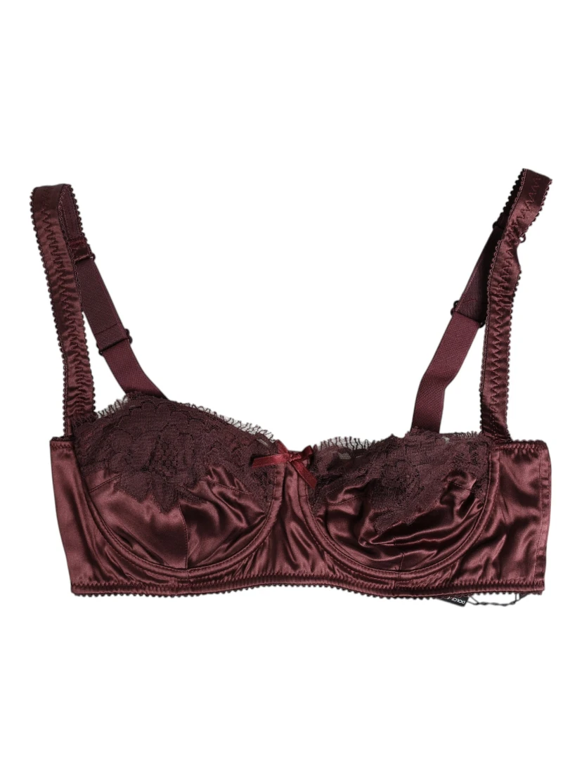 Burgundy Silk Underwired Balconette Bra Underwear