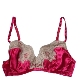Magenta Floral Lace Silk Non Wire Bra Underwear