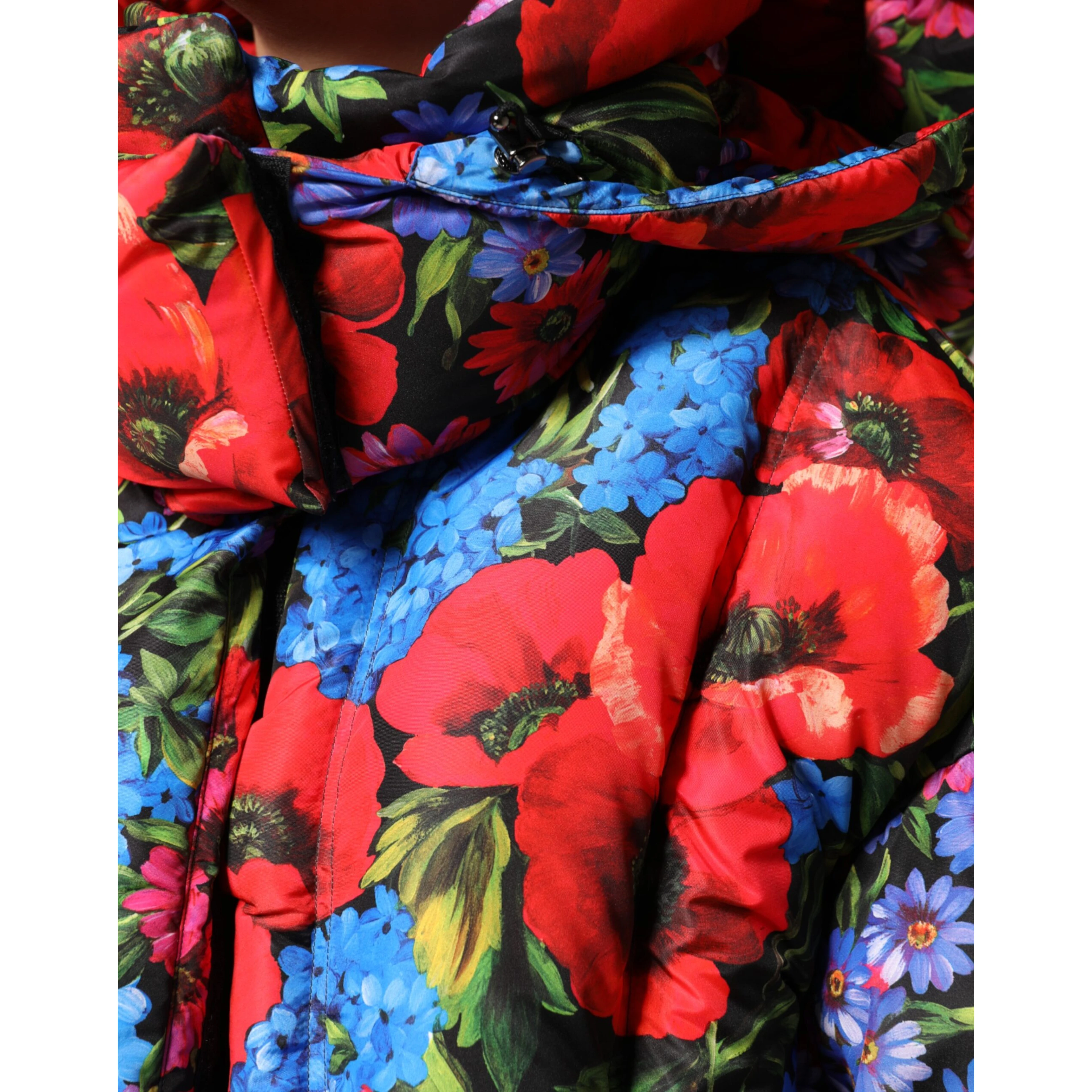 Multicolor Floral Hooded Puffer Coat Jacket