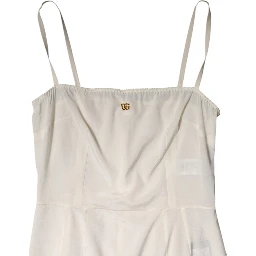 White Full Slip DG Logo Silk Dress Sleepwear