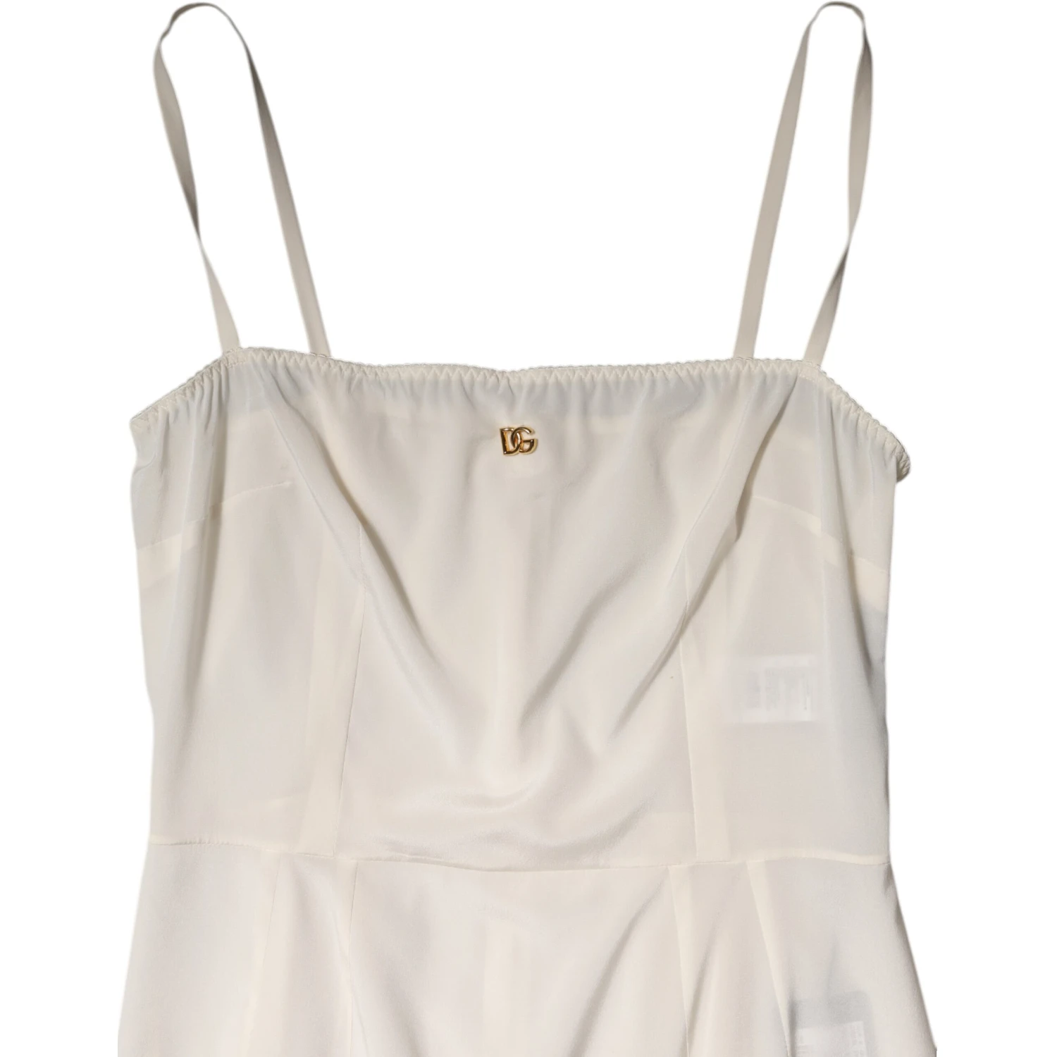 White Full Slip DG Logo Silk Dress Sleepwear
