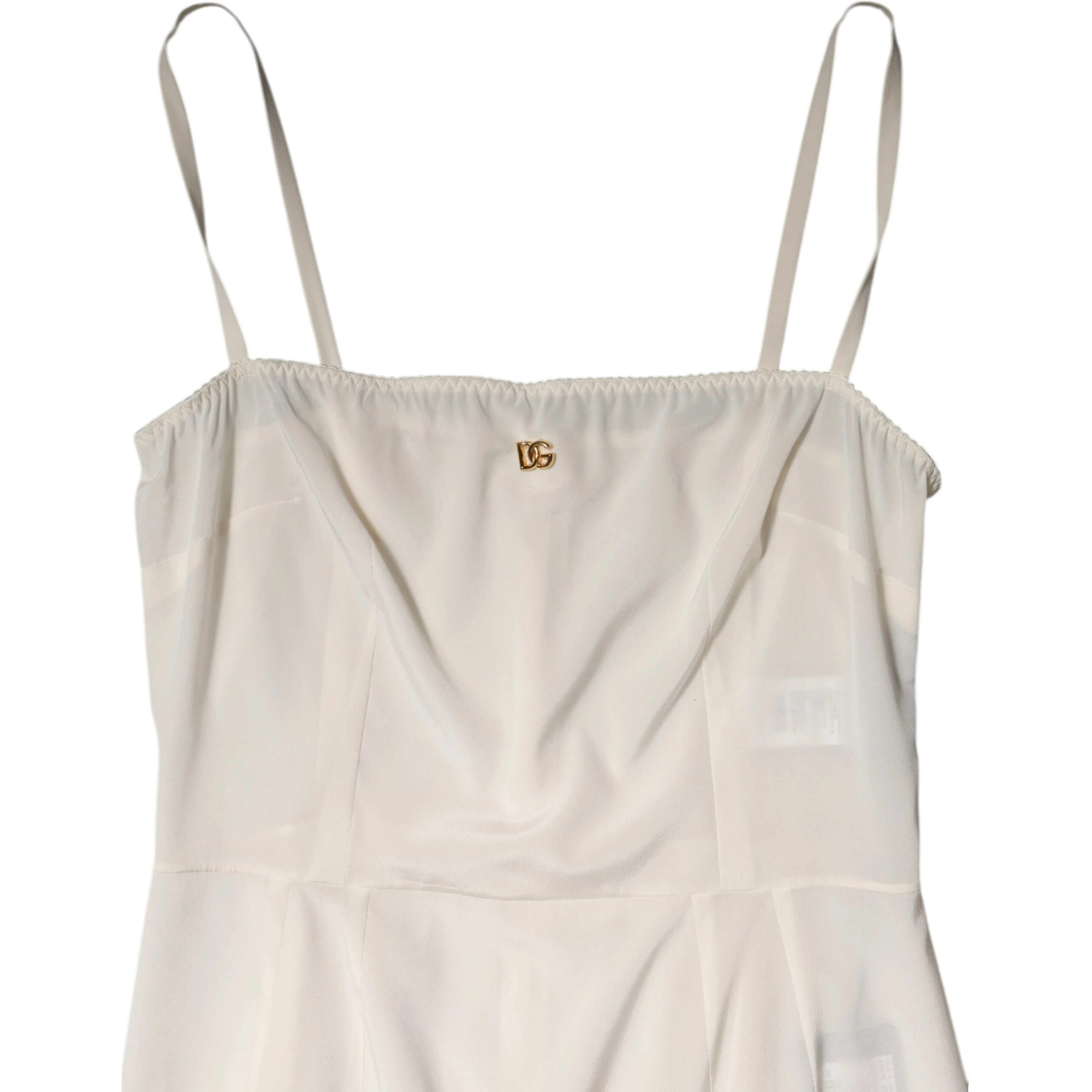 White Full Slip DG Logo Silk Dress Sleepwear