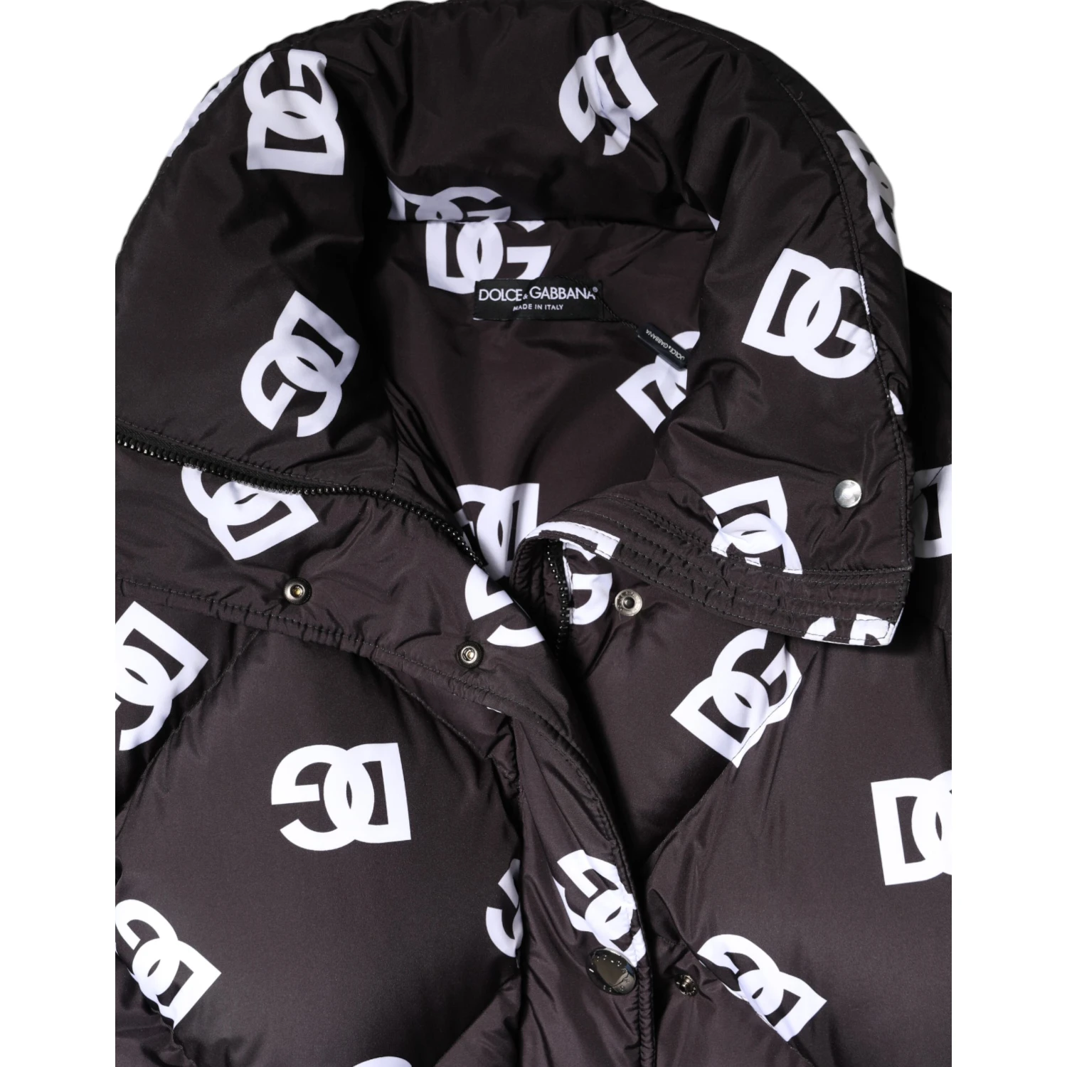 Black DG Mania Puffer Quilted Long Coat Jacket