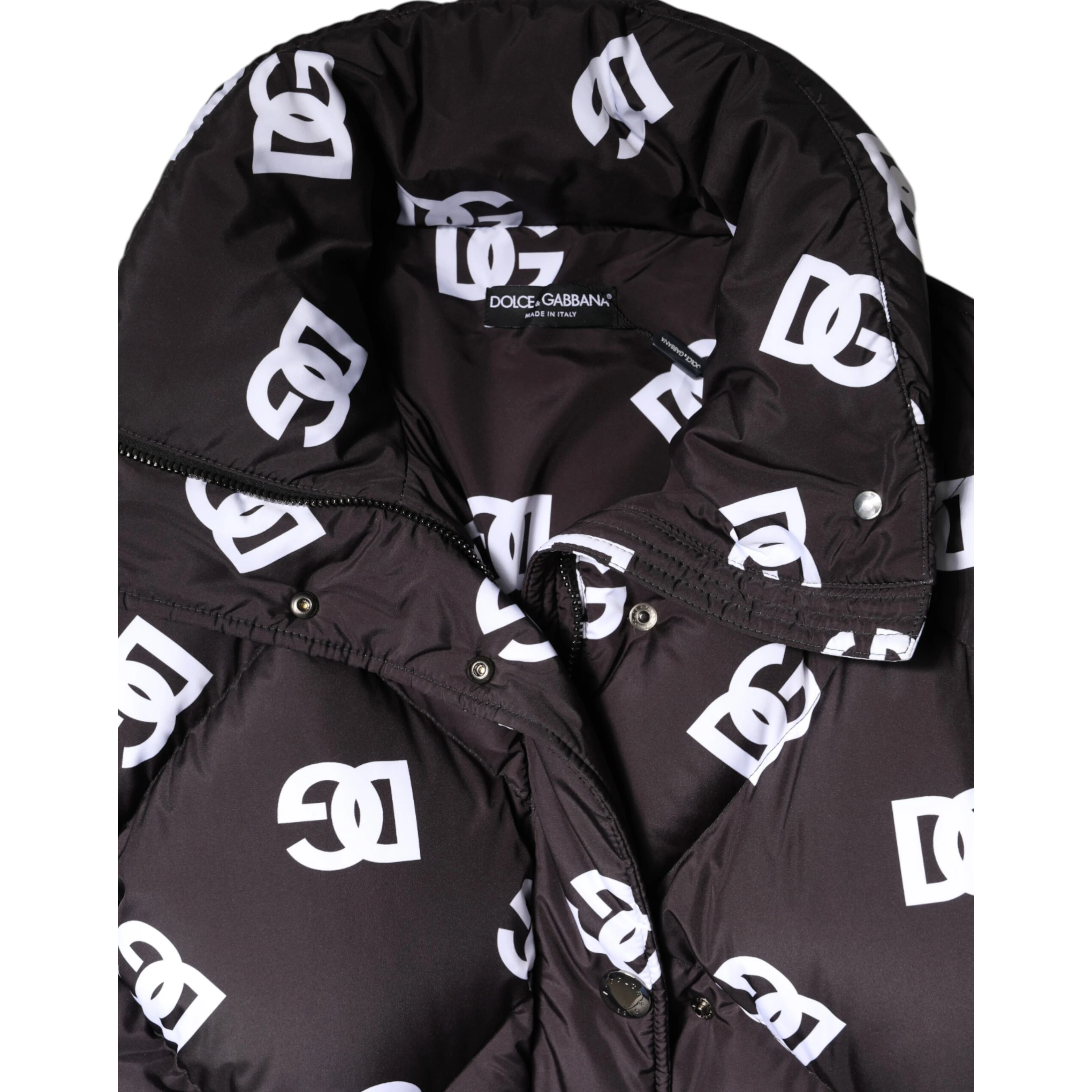Black DG Mania Puffer Quilted Long Coat Jacket