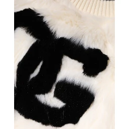 White Cropped Faux Fur DG Sweatshirt Sweater