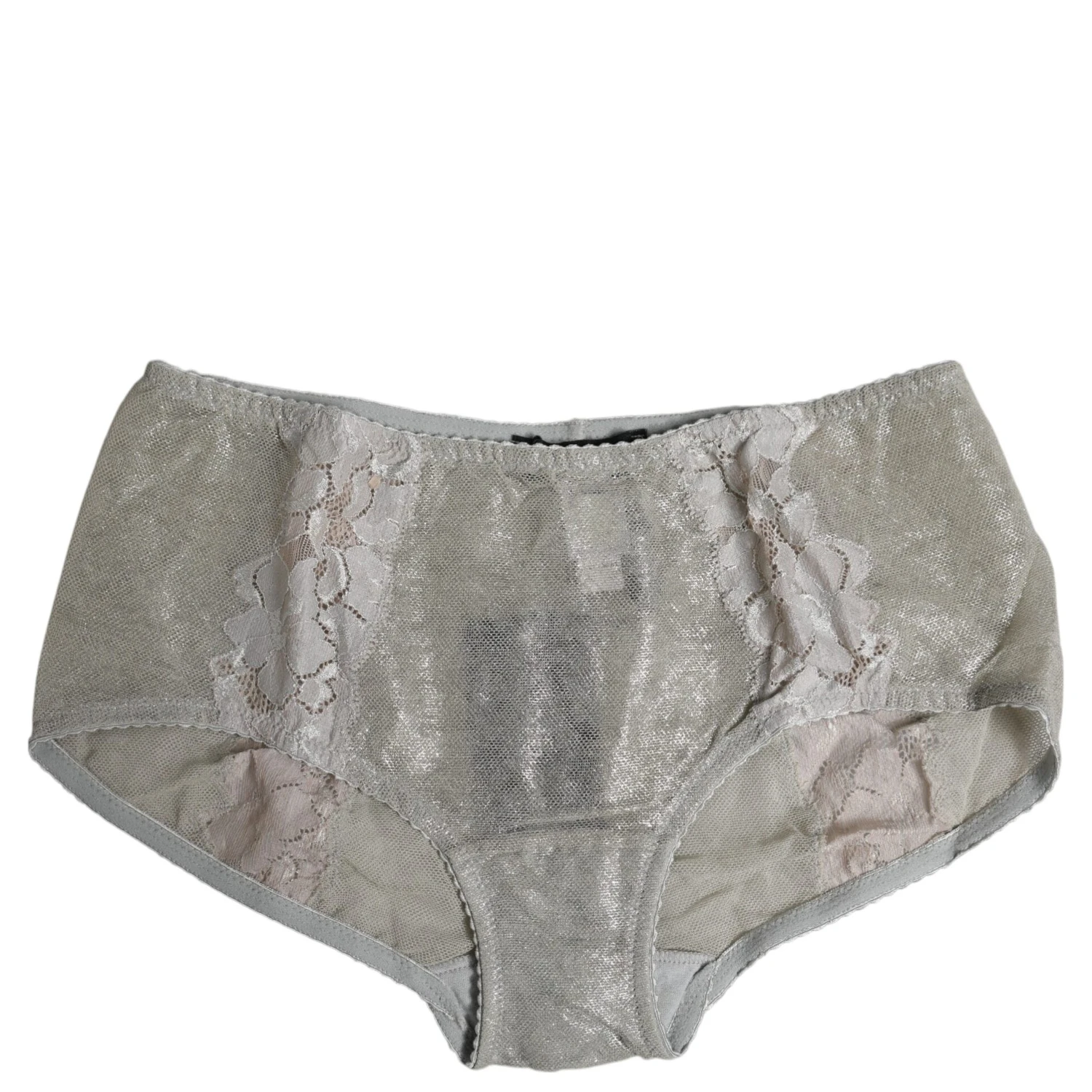 Gray Cotton Floral Lace High Waist Panty Underwear