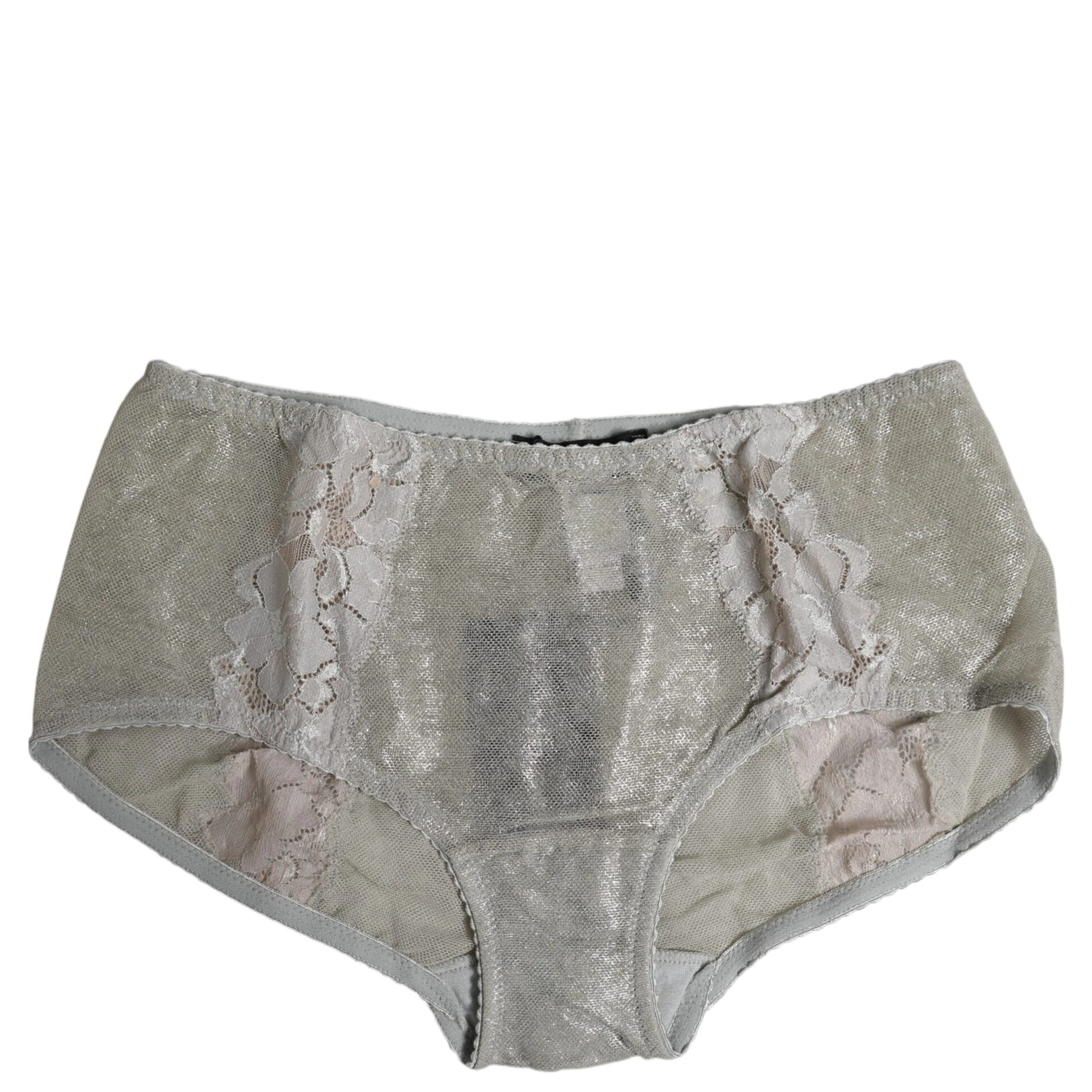 Gray Cotton Floral Lace High Waist Panty Underwear