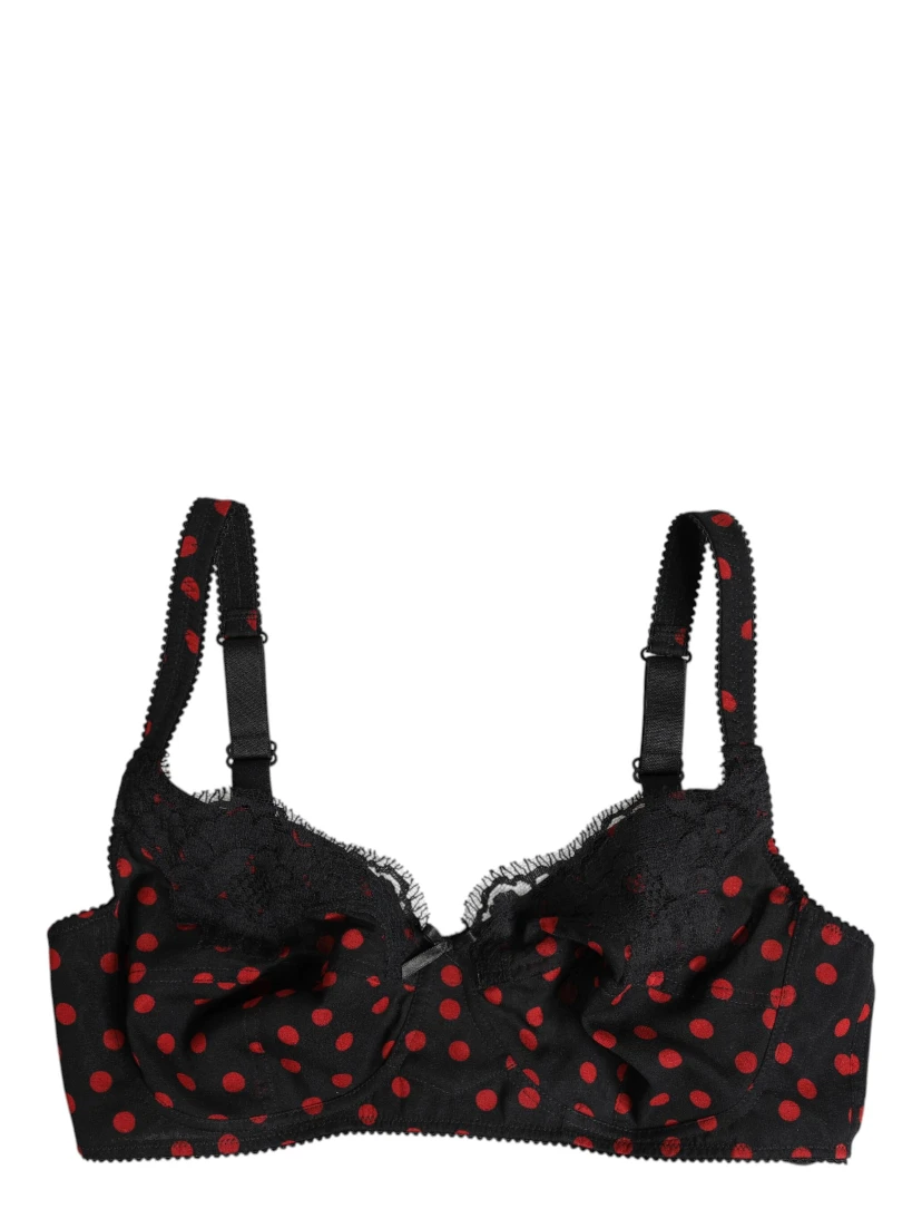 Black Red Polka Dot Underwired Balconette Underwear