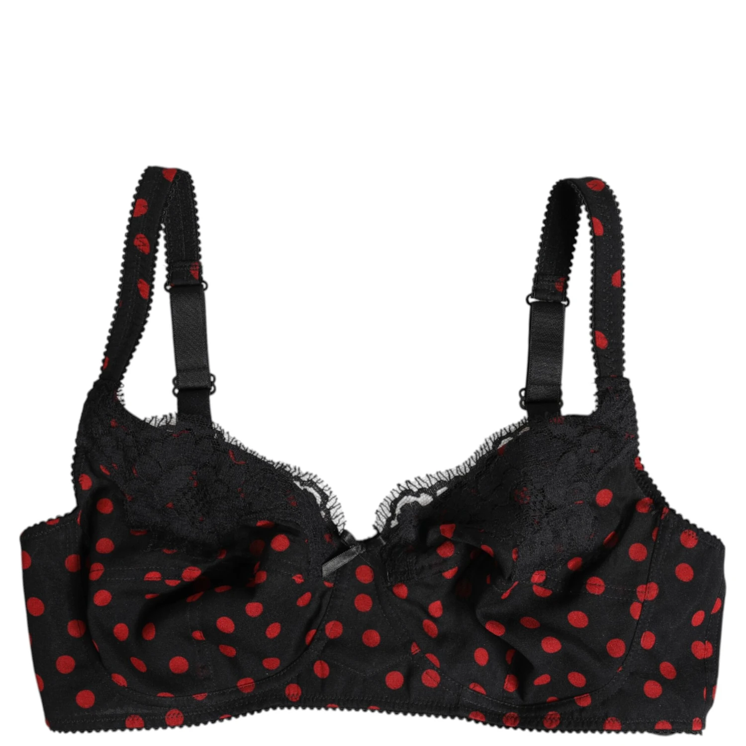 Black Red Polka Dot Underwired Balconette Underwear