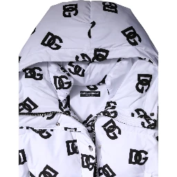 White Black DG Mania Polyester Puffer Jacket