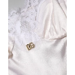 White Lace Gold DG Logo Silk Dress Sleepwear