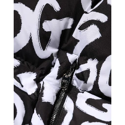 Black White DG Mania Hooded Long Coat Jacket