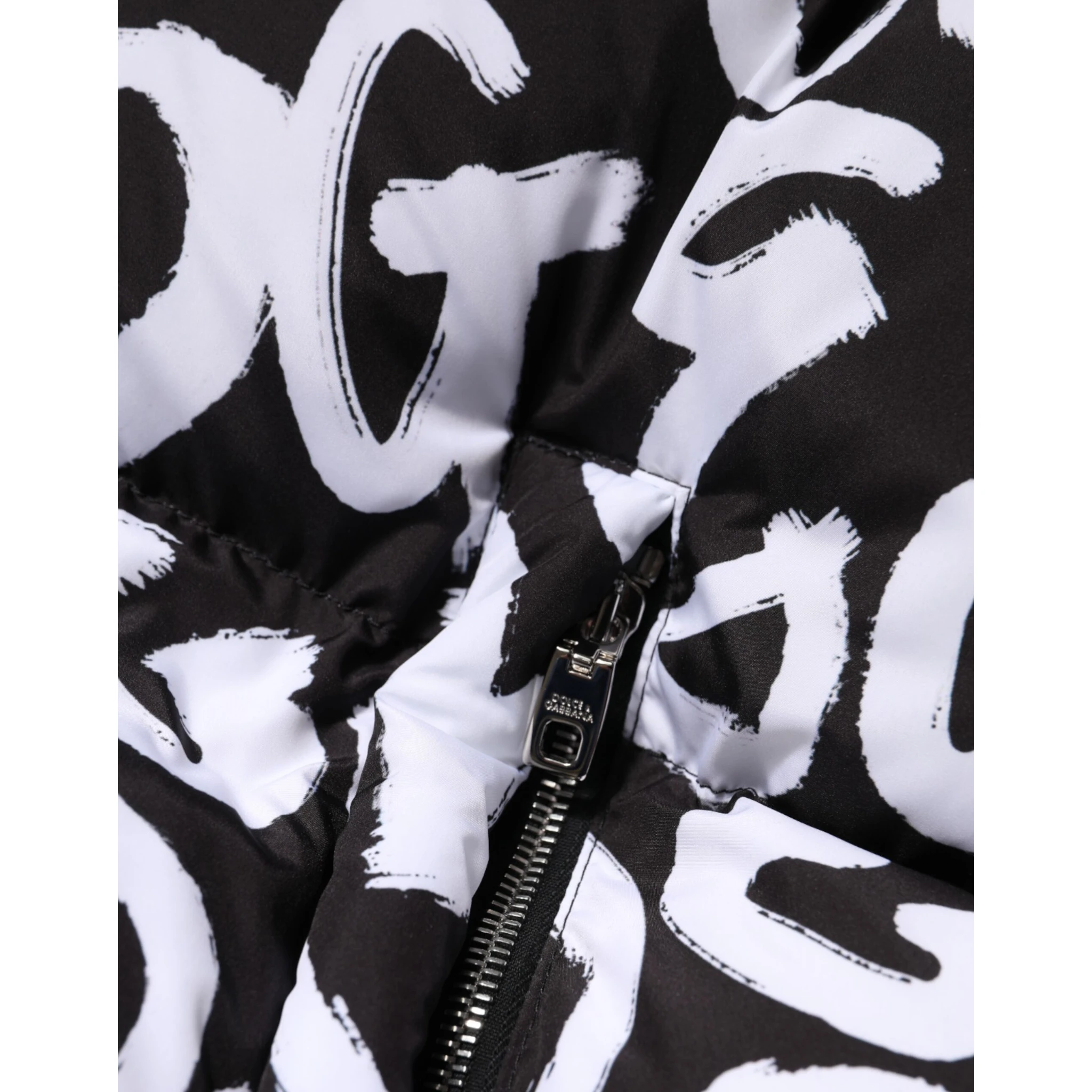 Black White DG Mania Hooded Long Coat Jacket