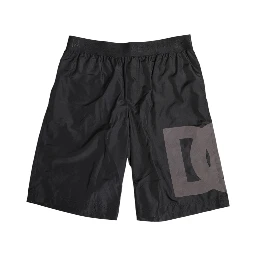 Black Logo Print Beachwear Men Shorts Swimwear