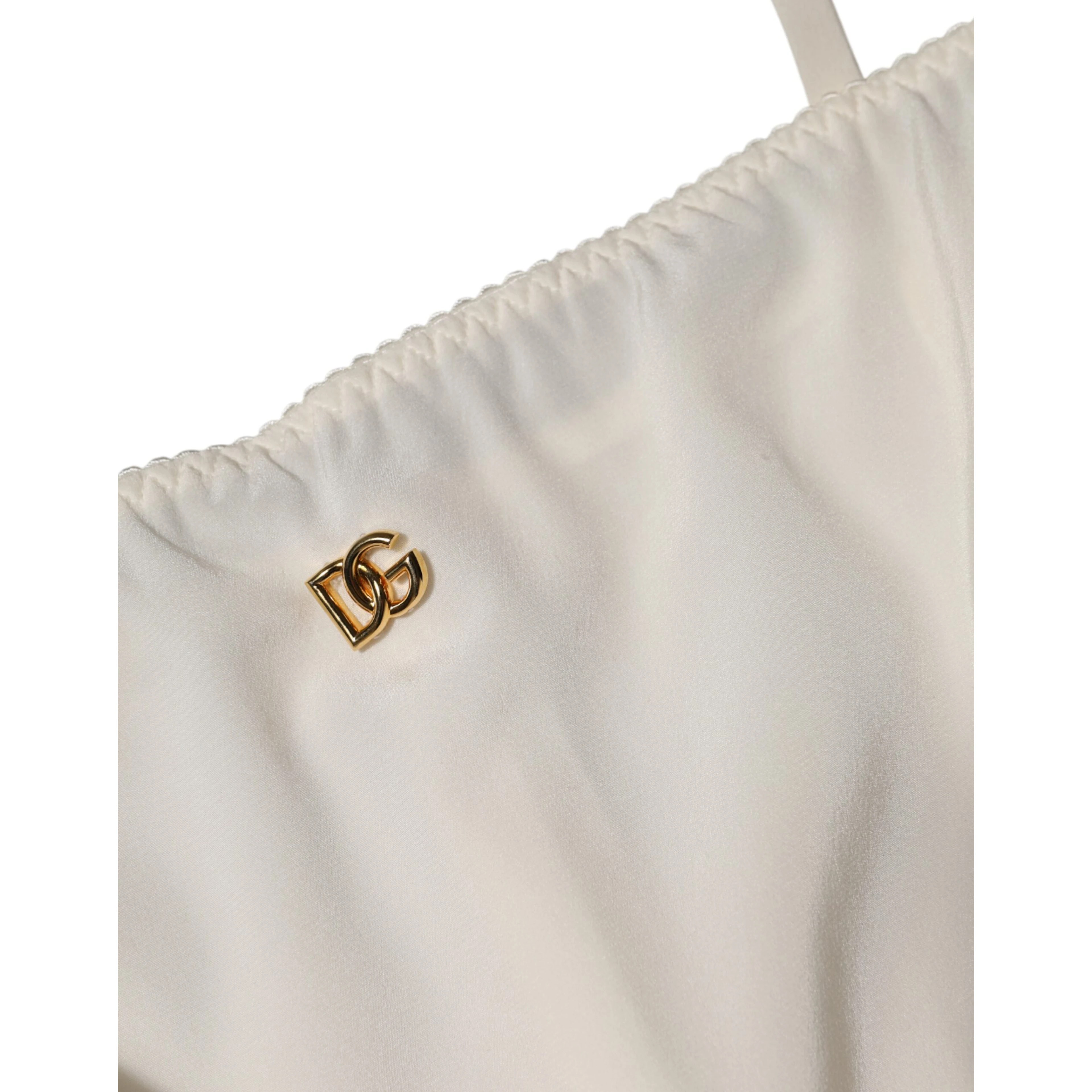 White Full Slip DG Logo Silk Dress Sleepwear