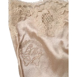 Beige Lace Silk Satin Tank Lingerie Underwear