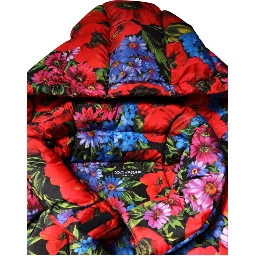 Multicolor Floral Hooded Puffer Coat Jacket