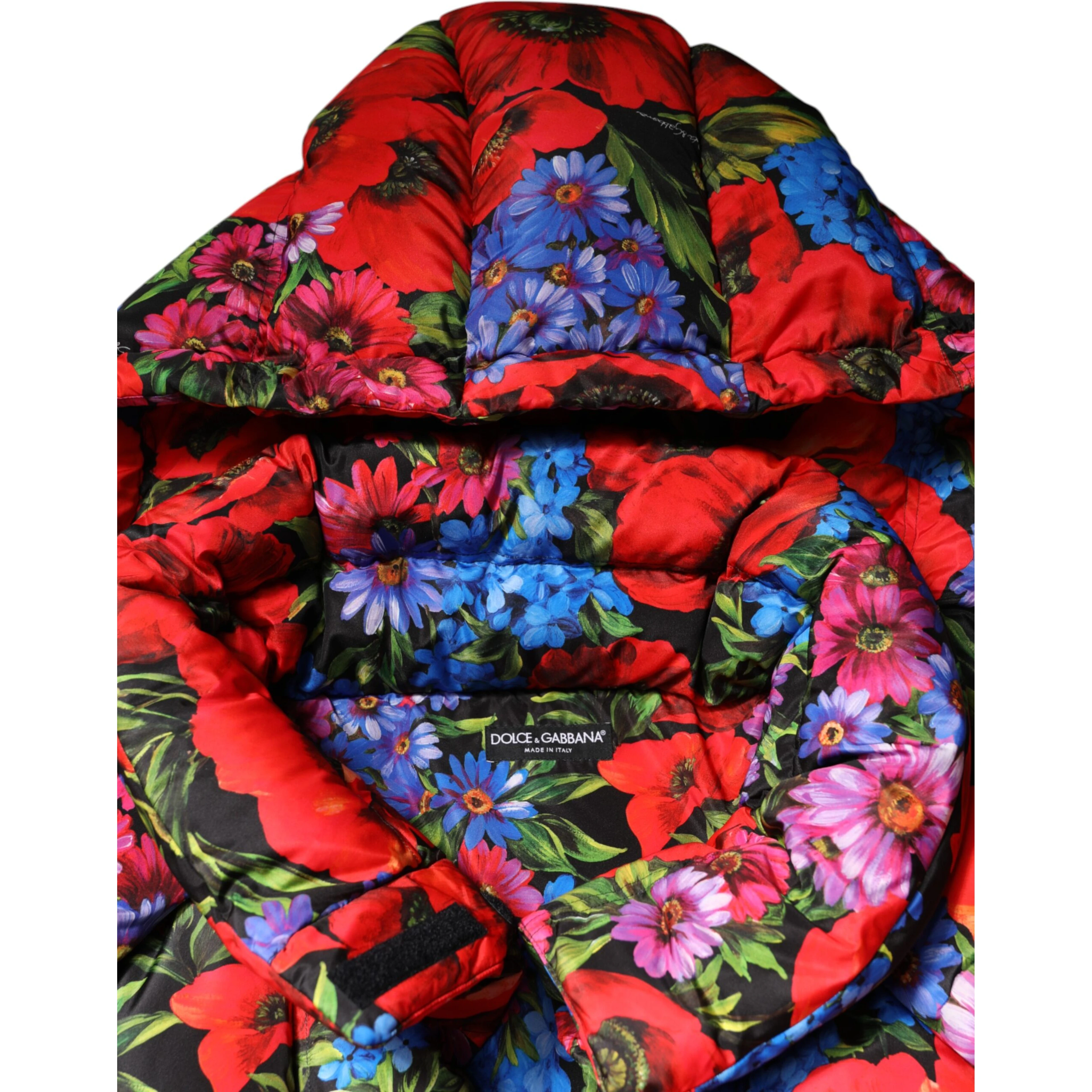 Multicolor Floral Hooded Puffer Coat Jacket