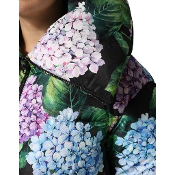 Multicolor Floral Print Puffer Quilted Jacket