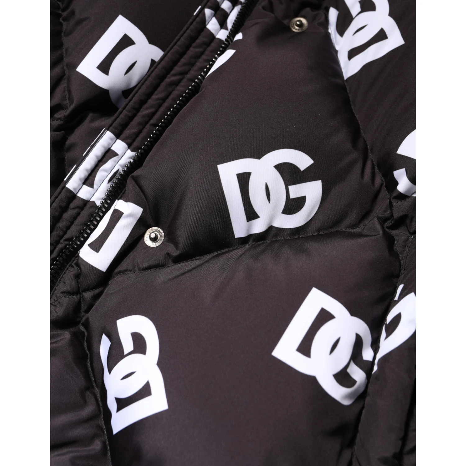 Black DG Mania Puffer Quilted Long Coat Jacket