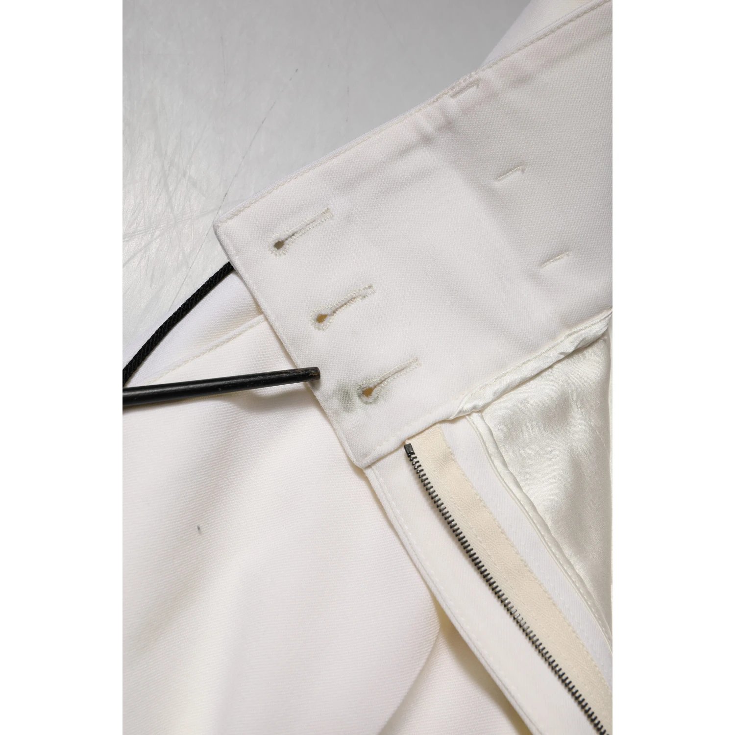 White Wool High Waist Tapered Pants