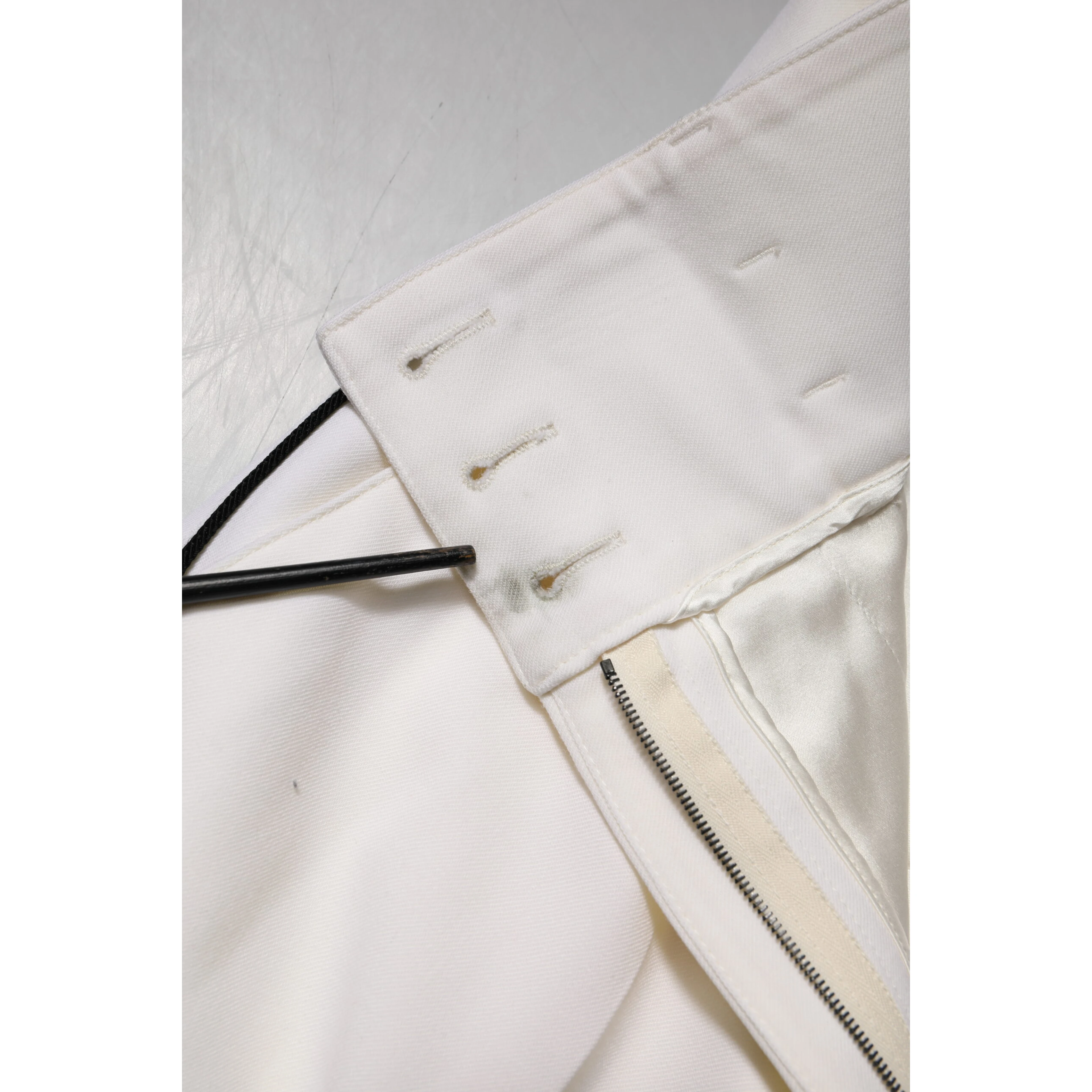 White Wool High Waist Tapered Pants