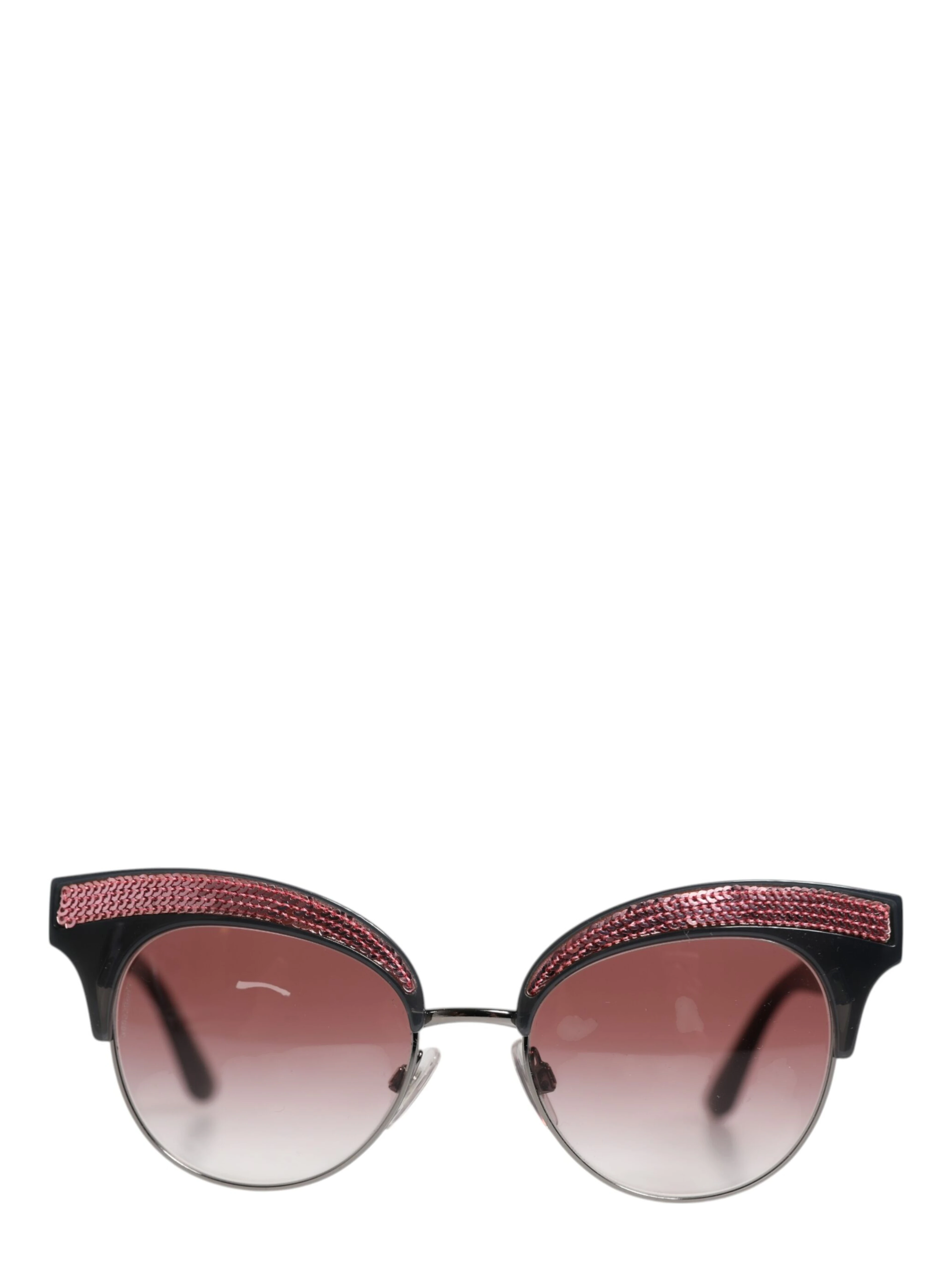 Black Pink Mirrored Cat Eye DG6109 Sequined Sunglasses