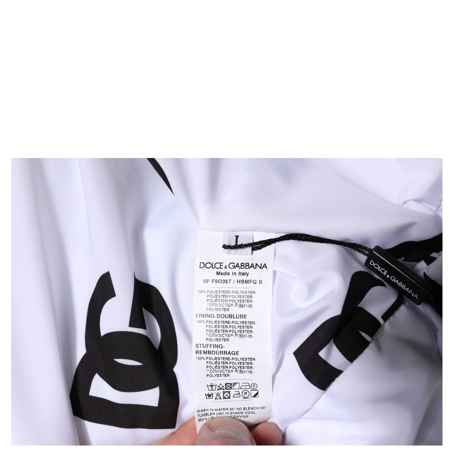 White Black DG Mania Polyester Puffer Jacket