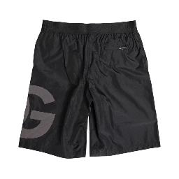 Black Logo Print Beachwear Men Shorts Swimwear