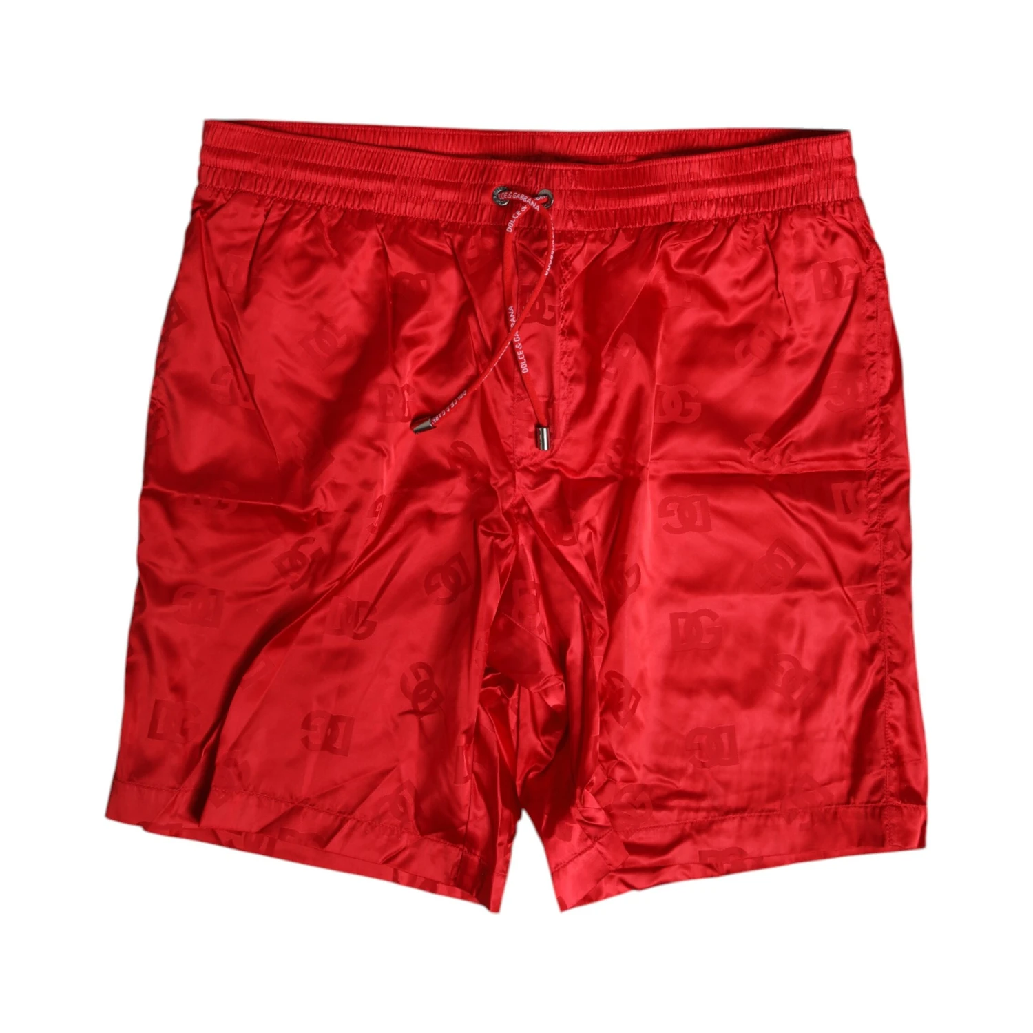 Red Nylon Drawstring Beachwear Shorts Swimwear