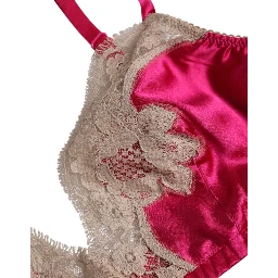 Magenta Floral Lace Silk Non Wire Bra Underwear