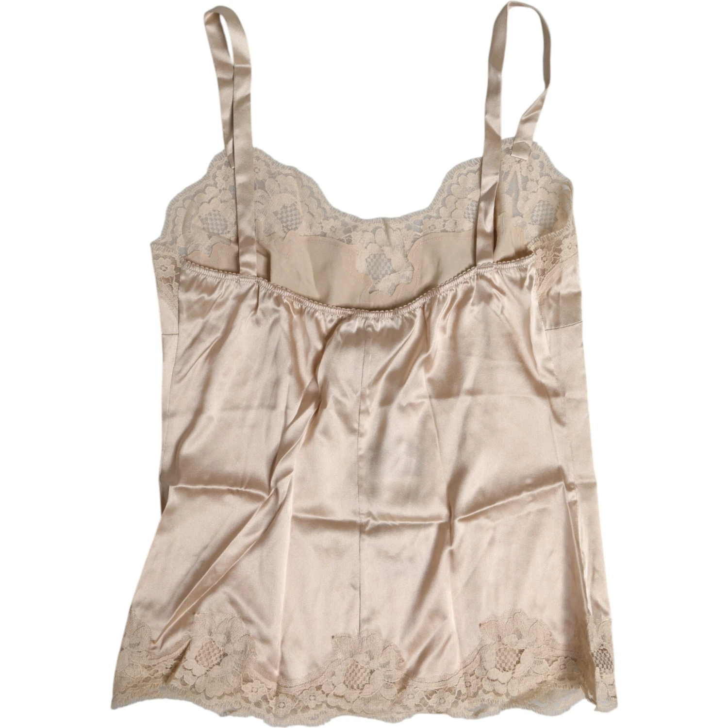 Beige Lace Silk Satin Tank Lingerie Underwear