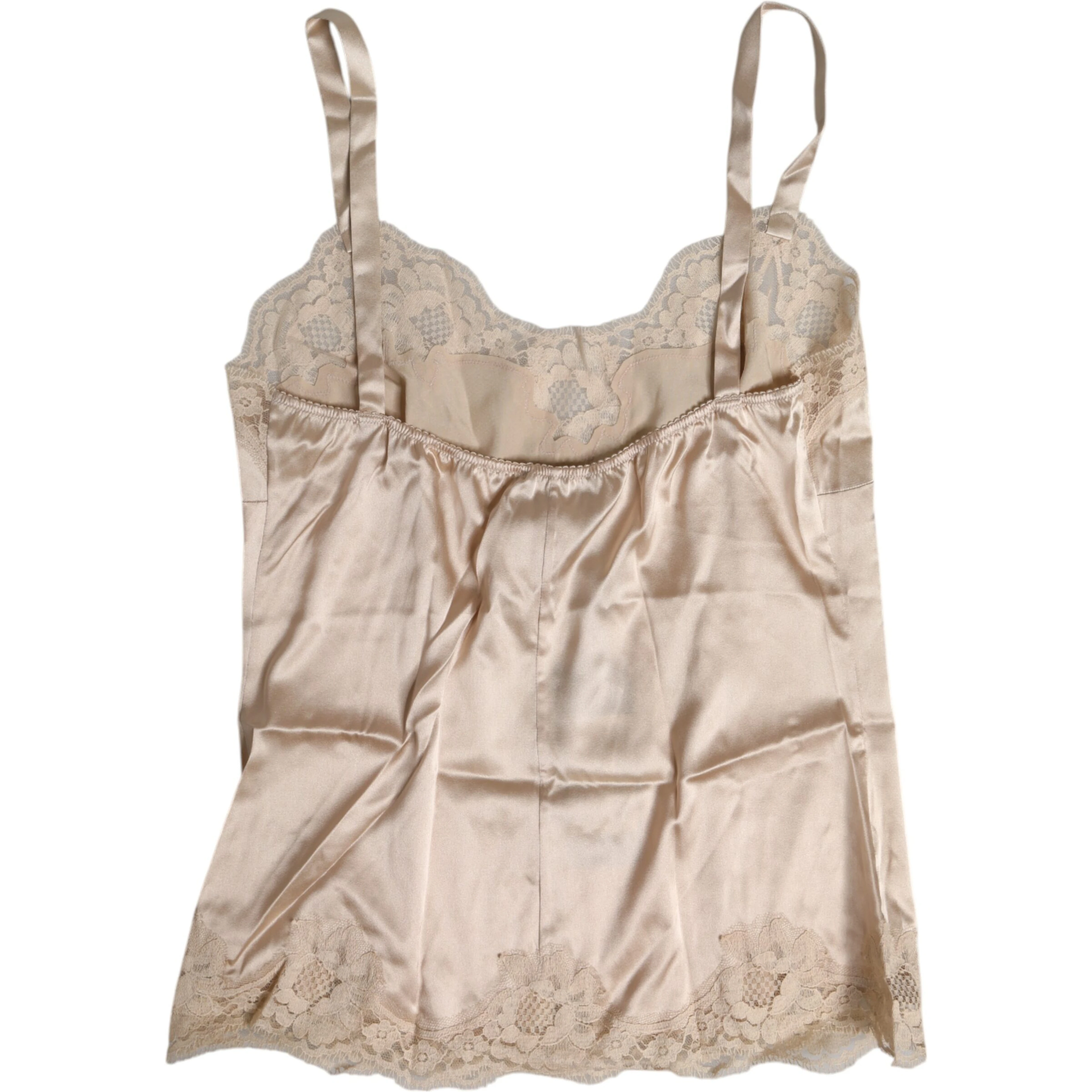 Beige Lace Silk Satin Tank Lingerie Underwear