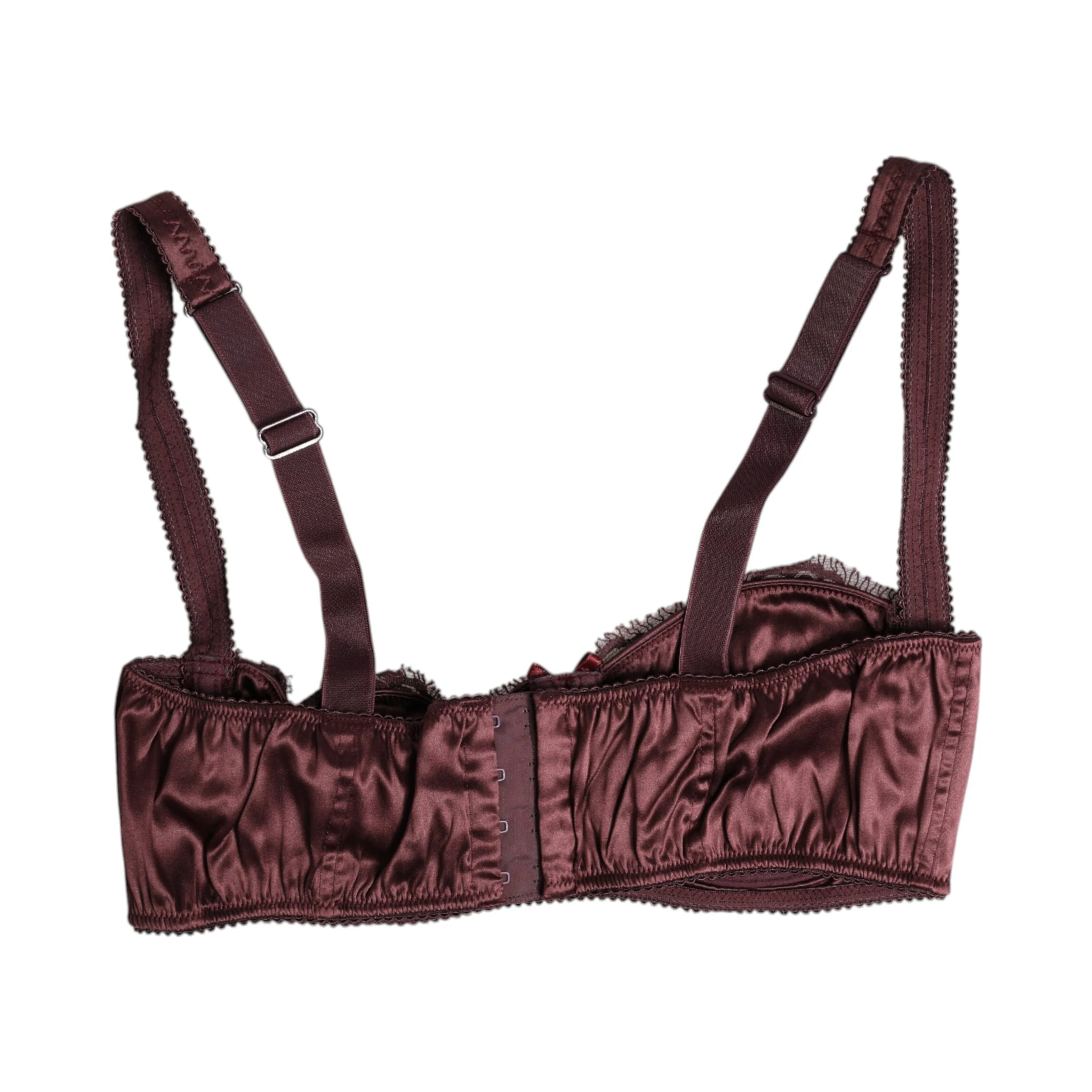 Burgundy Silk Underwired Balconette Bra Underwear