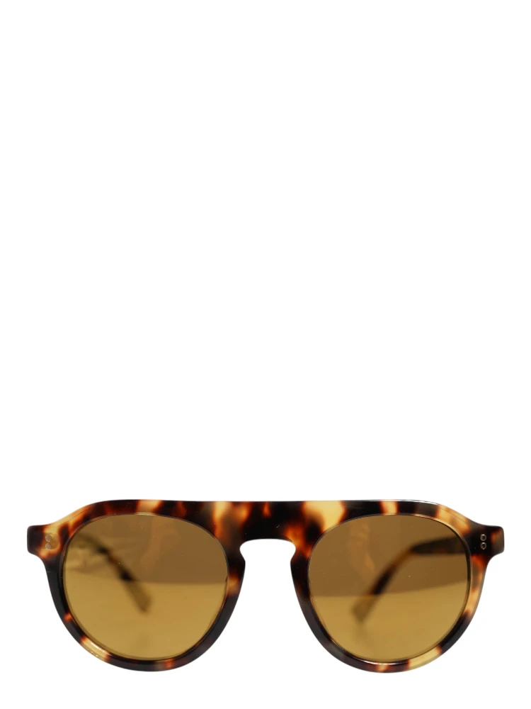 Brown Acetate Round Leopard Print Eyewear Sunglasses