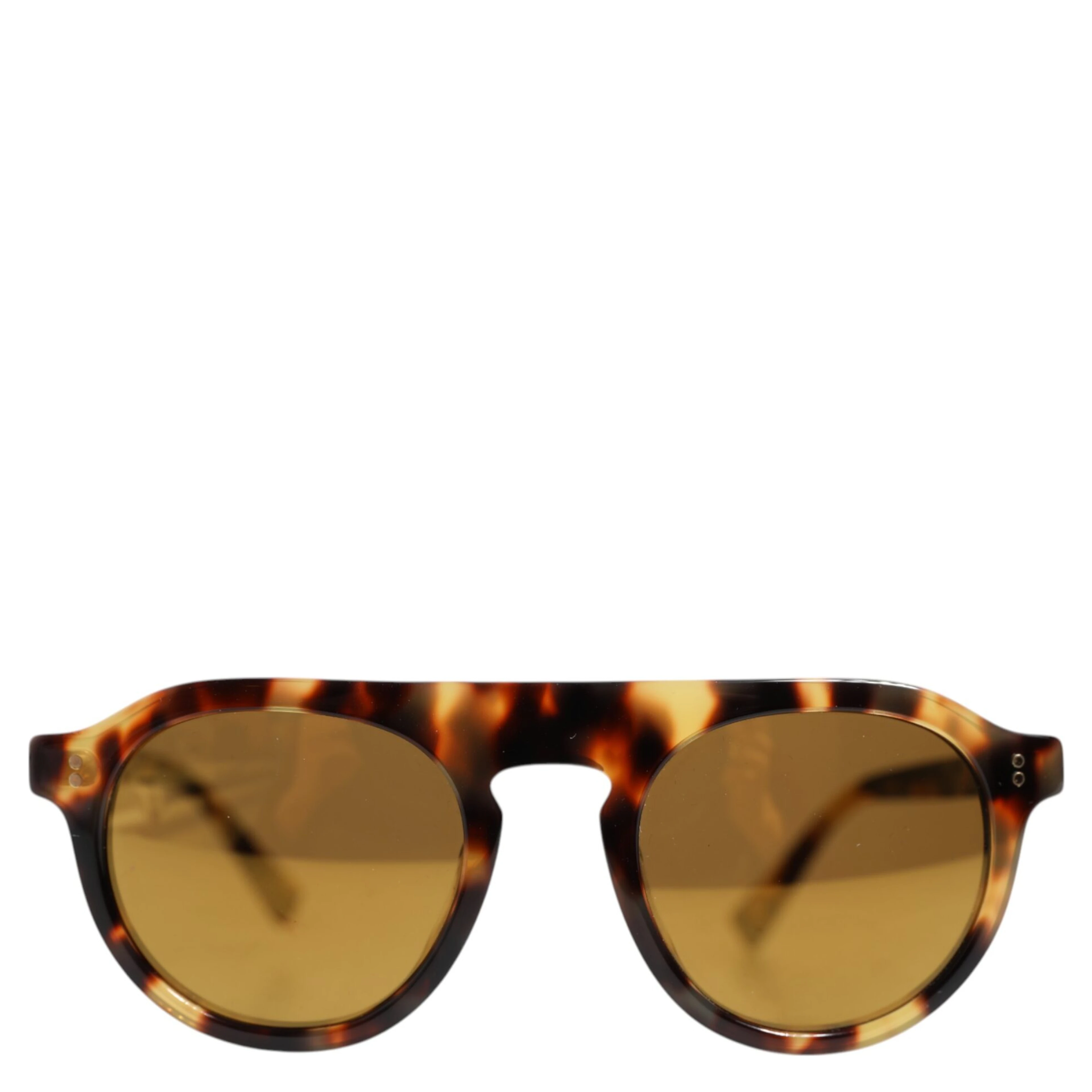 Brown Acetate Round Leopard Print Eyewear Sunglasses