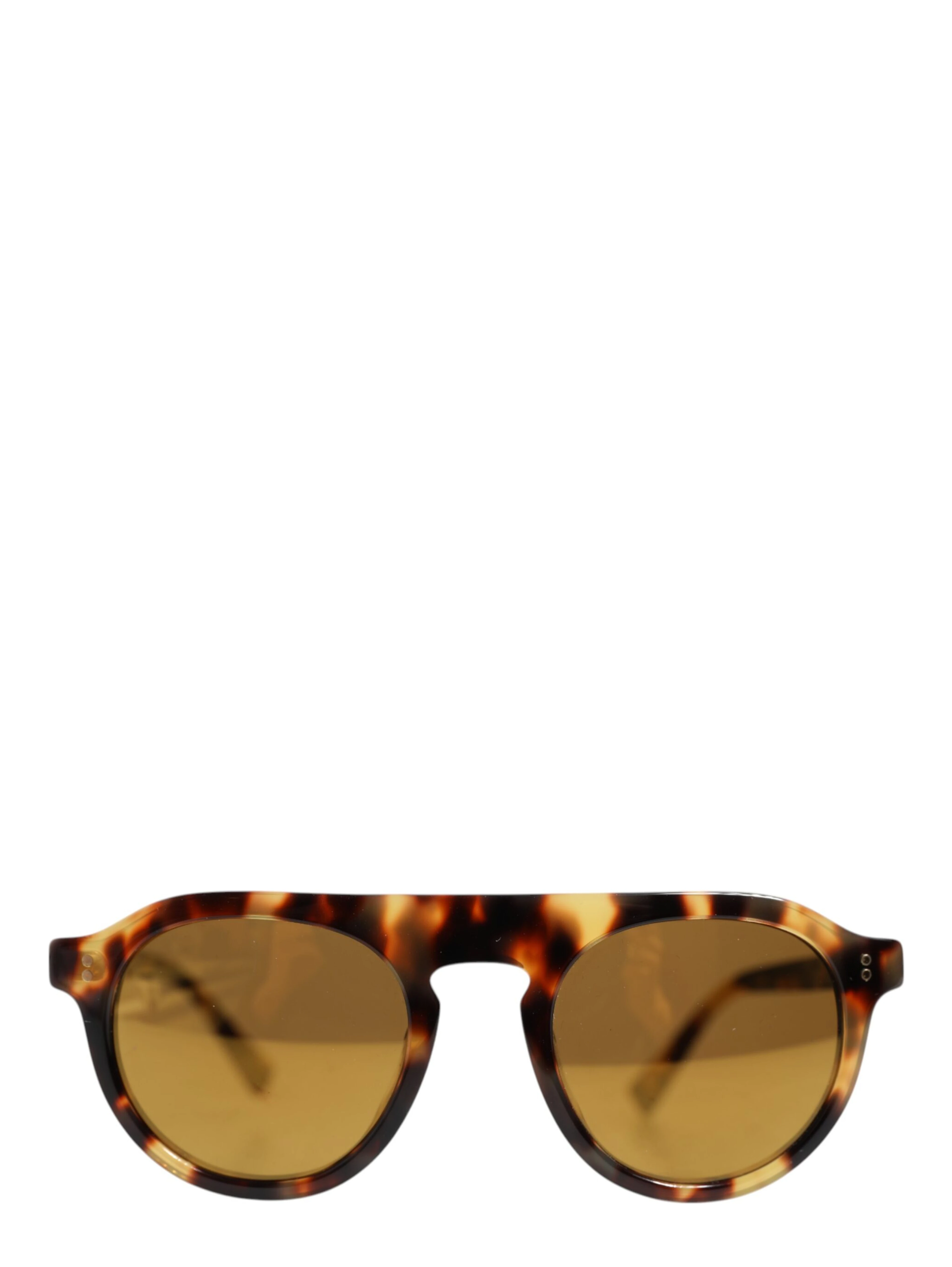 Brown Acetate Round Leopard Print Eyewear Sunglasses