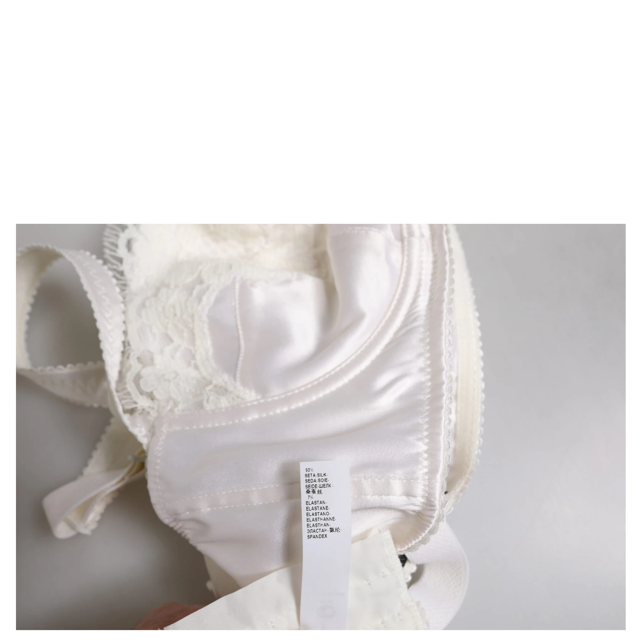 White Silk Underwired Balconette Bra Underwear