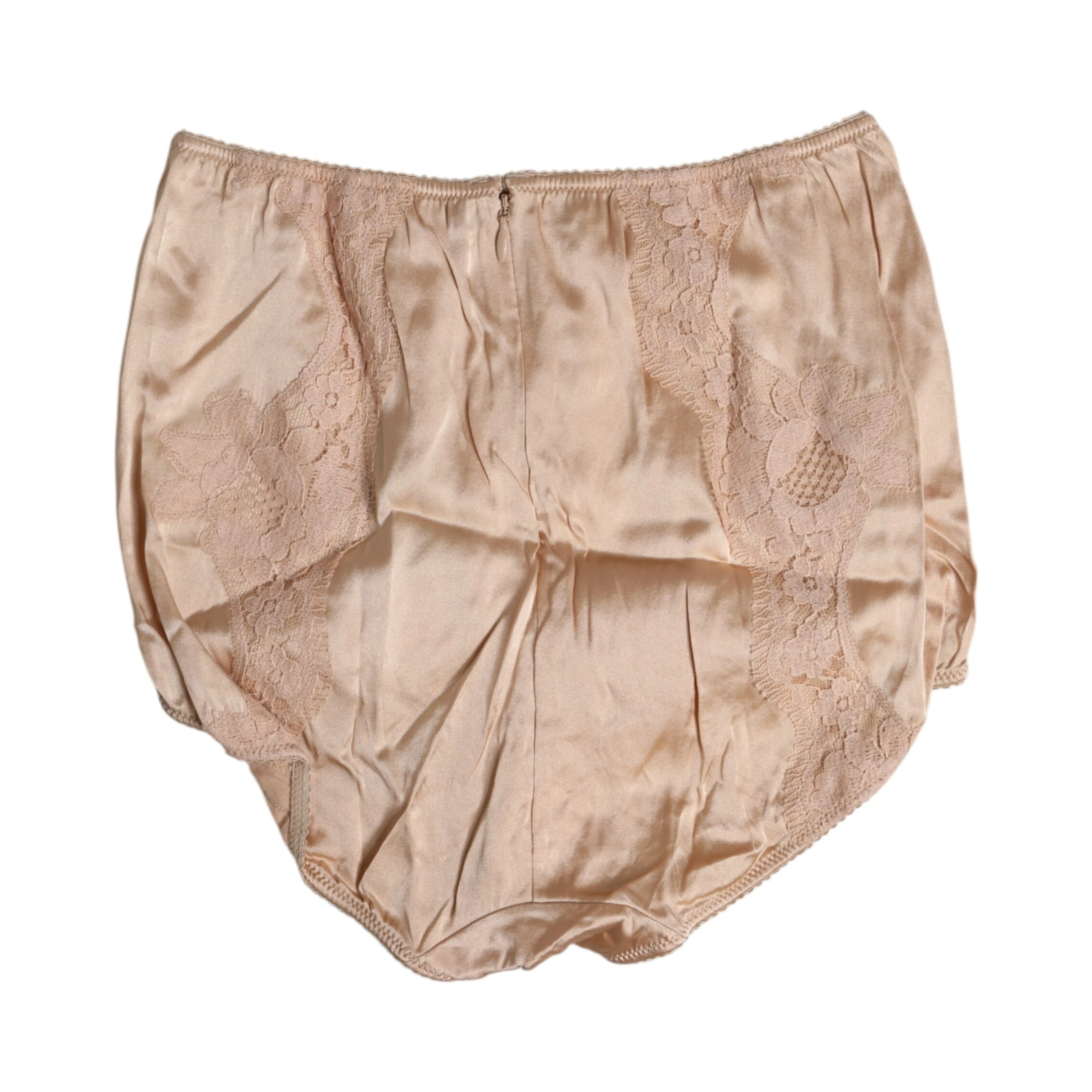 Beige Silk Lace High Waist Bikini Panty Underwear