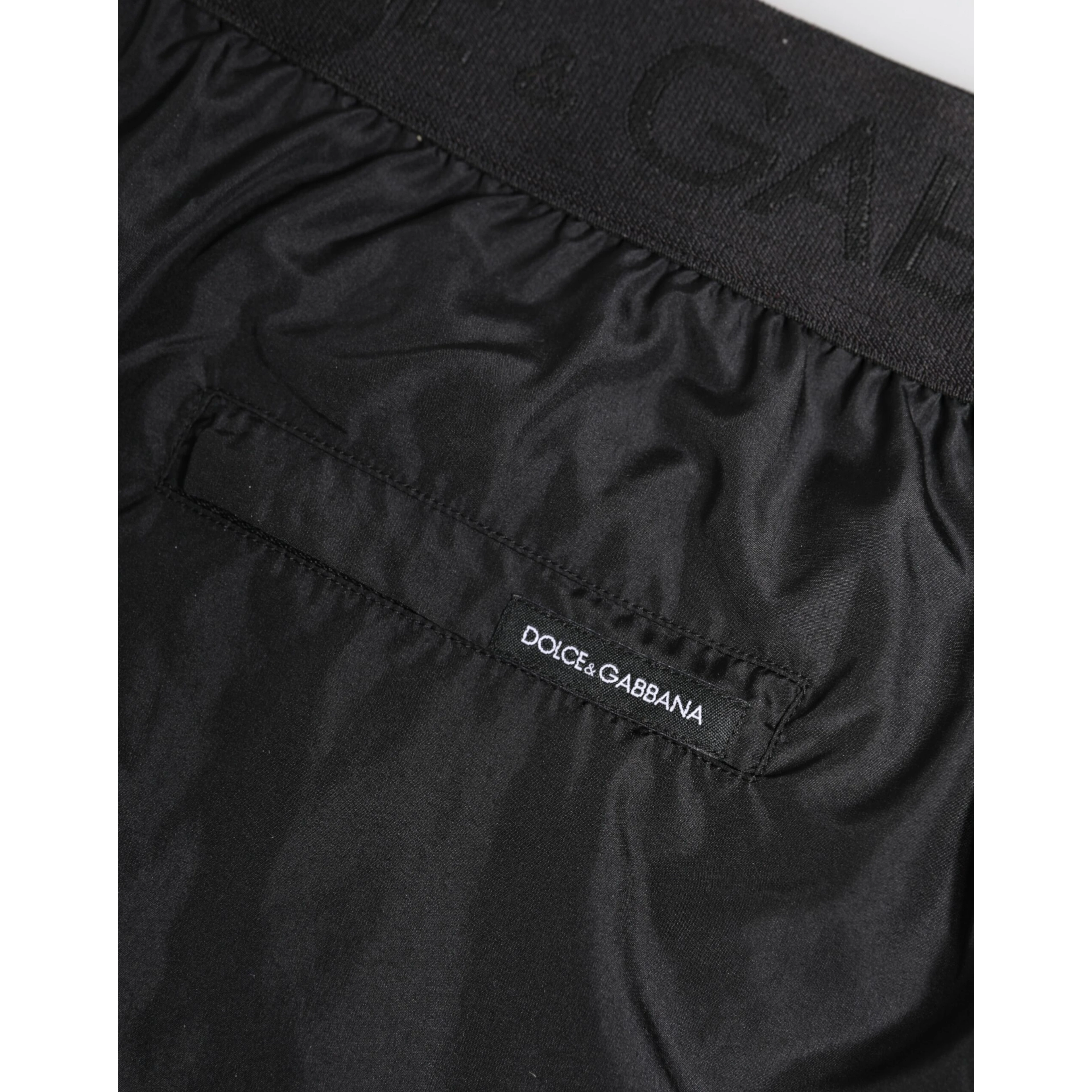 Black Logo Print Beachwear Men Shorts Swimwear