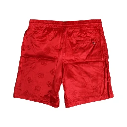Red Nylon Drawstring Beachwear Shorts Swimwear