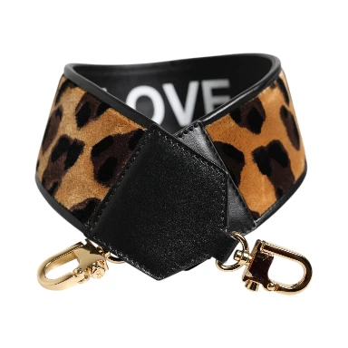 Black Leopard Print Reversible Bag Shoulder Strap