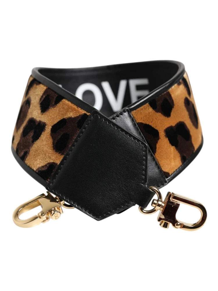 Black Leopard Print Reversible Bag Shoulder Strap