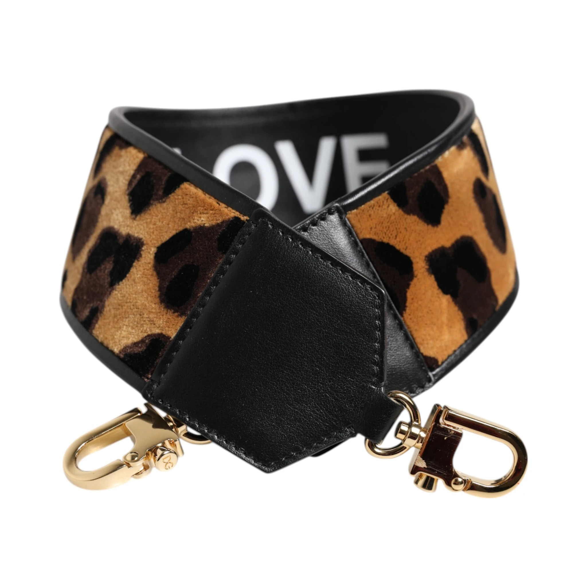 Black Leopard Print Reversible Bag Shoulder Strap