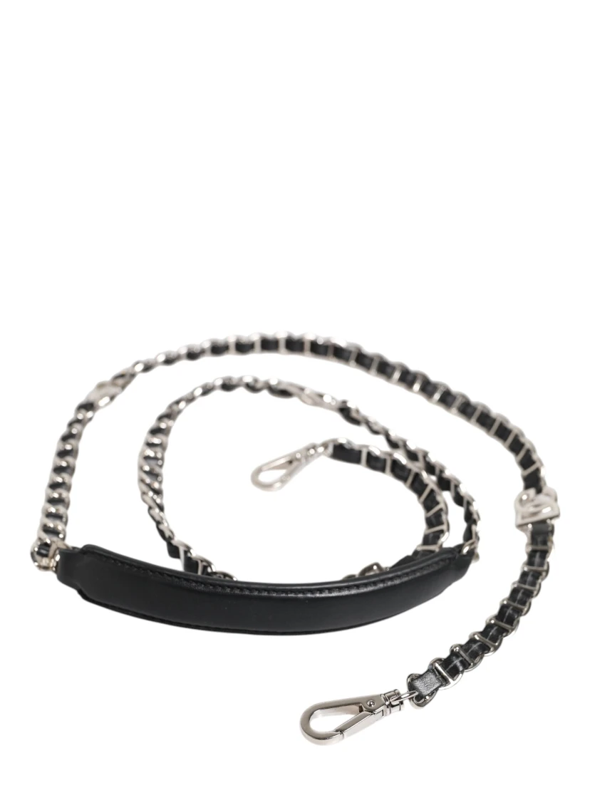 Black Leather DG Logo Chain Bag Shoulder Strap