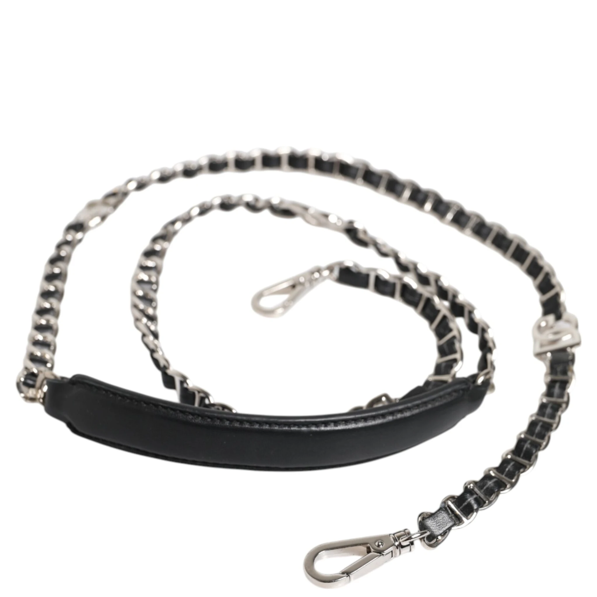 Black Leather DG Logo Chain Bag Shoulder Strap