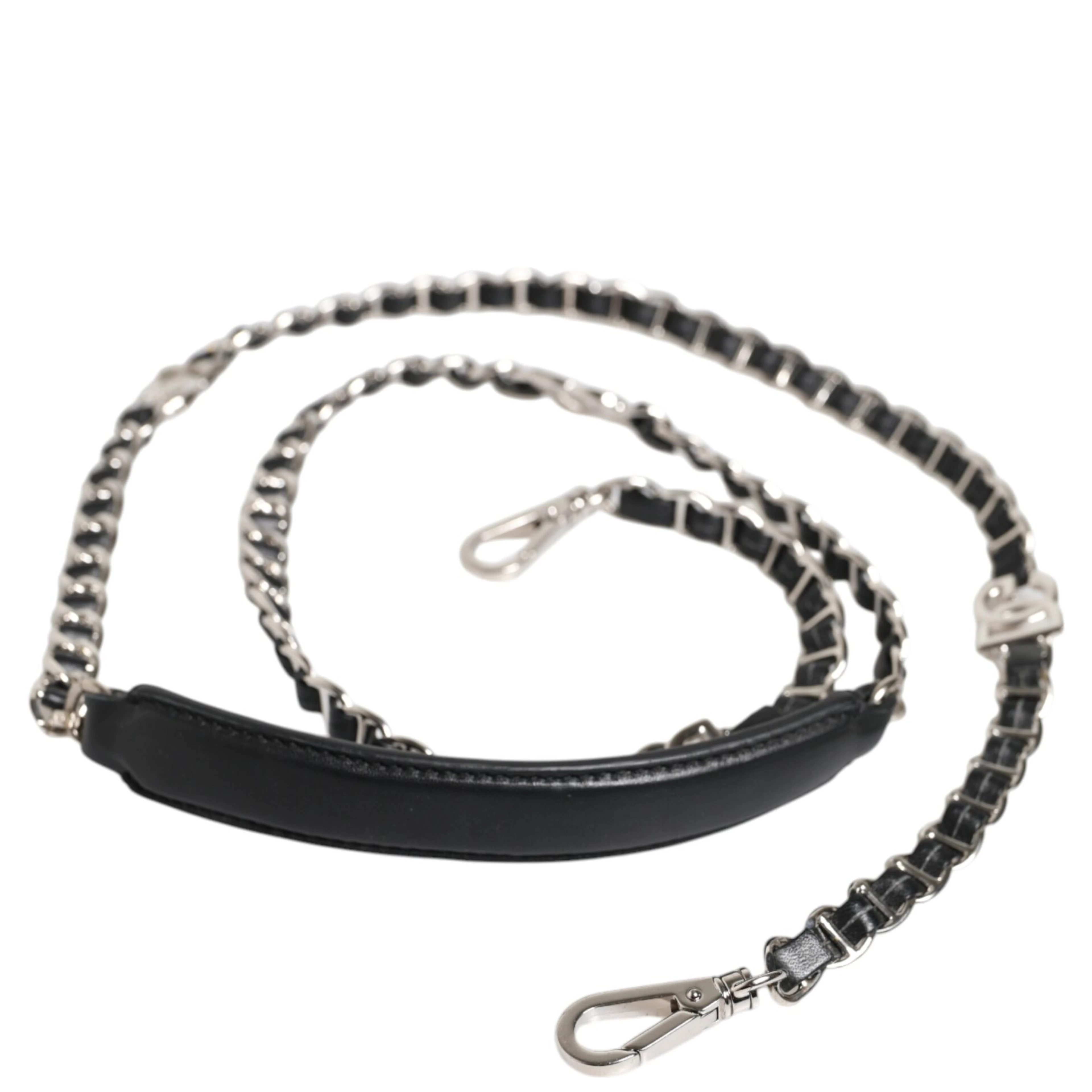 Black Leather DG Logo Chain Bag Shoulder Strap