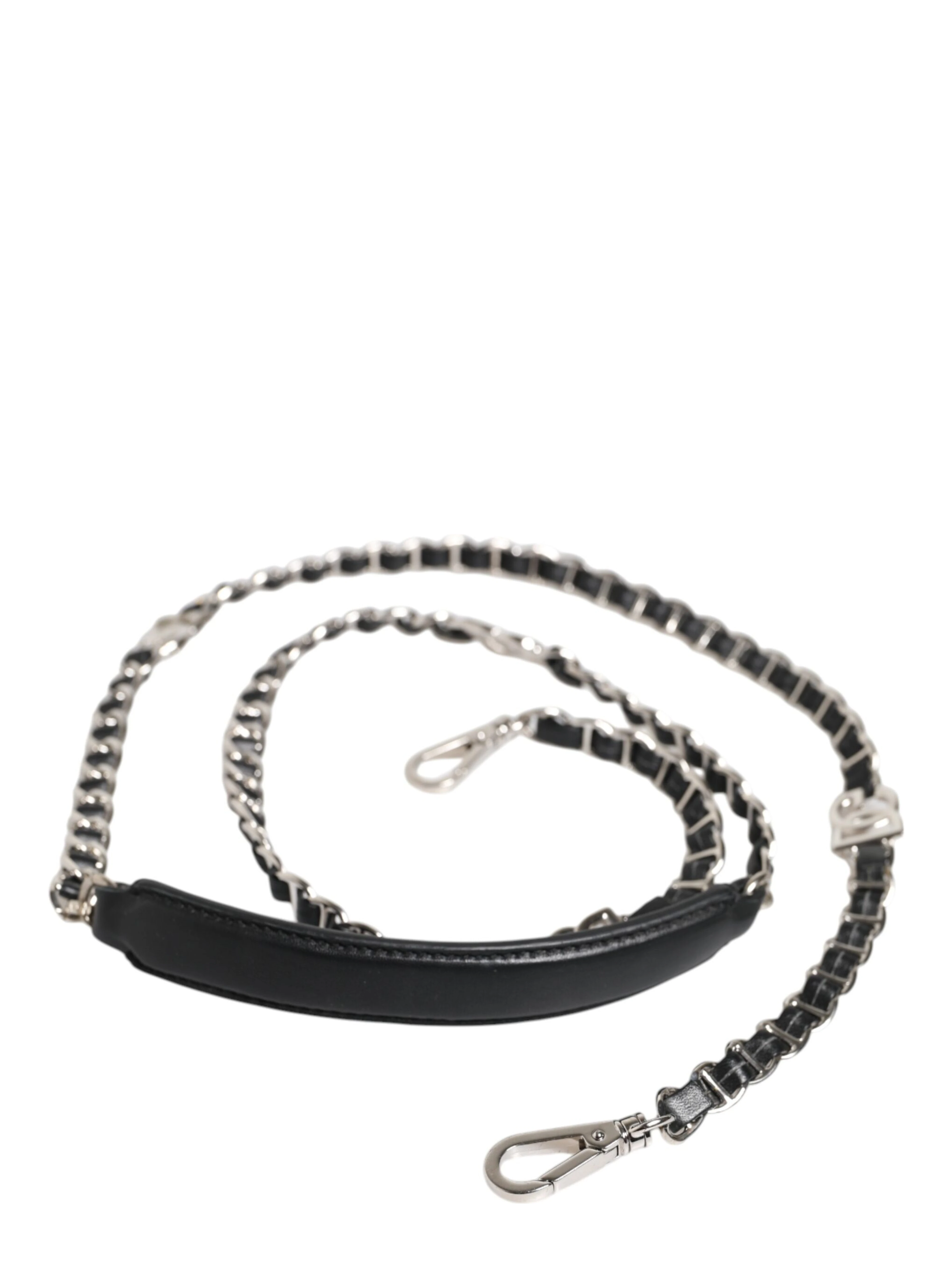 Black Leather DG Logo Chain Bag Shoulder Strap