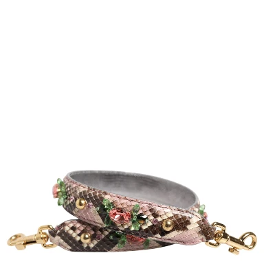 Multicolor Python Embellished Crystal Stud Shoulder Strap